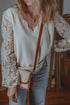 V Neck Lace Balloon Sleeve Blouse - Odaingerous